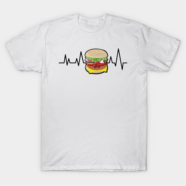 Heartbeat Pulse - Burger T-Shirt by DesignWood Atelier